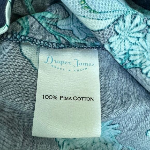 Draper James Elliston Floral Print Knit Ruffle Dress - Nassau Navy Pima cotton S - Picture 7 of 10